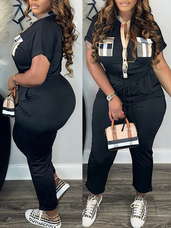 Karierter Kombi-Jumpsuit mit Knopfleiste vorne
