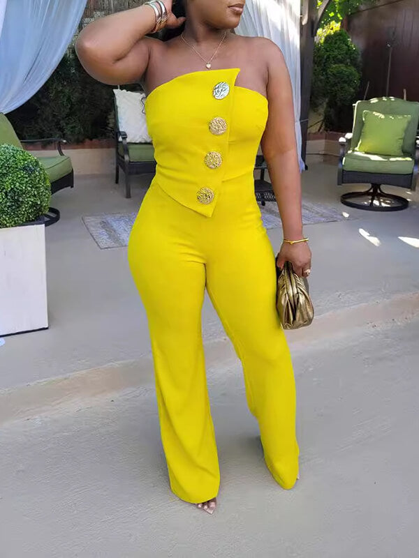 Indiebeautie Trägerloser Jumpsuit mit Knöpfen