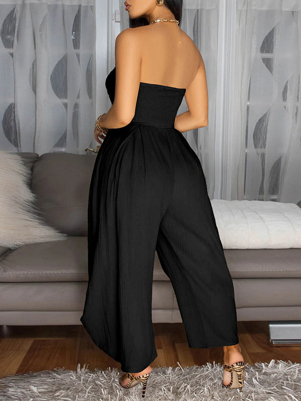 Trägerloser Jumpsuit mit Bindeband