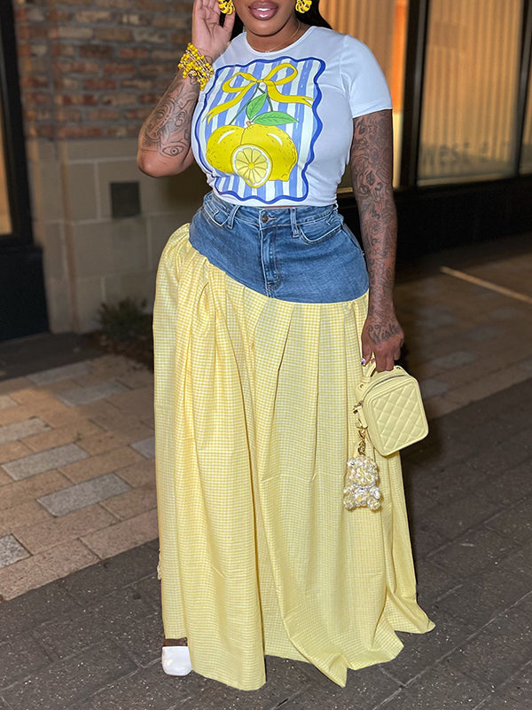 Ensemble t-shirt imprimé et jupe combo Indiebeautie