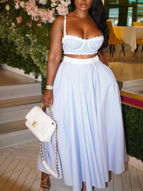 Ensemble haut bandeau et jupe à rayures Indiebeautie