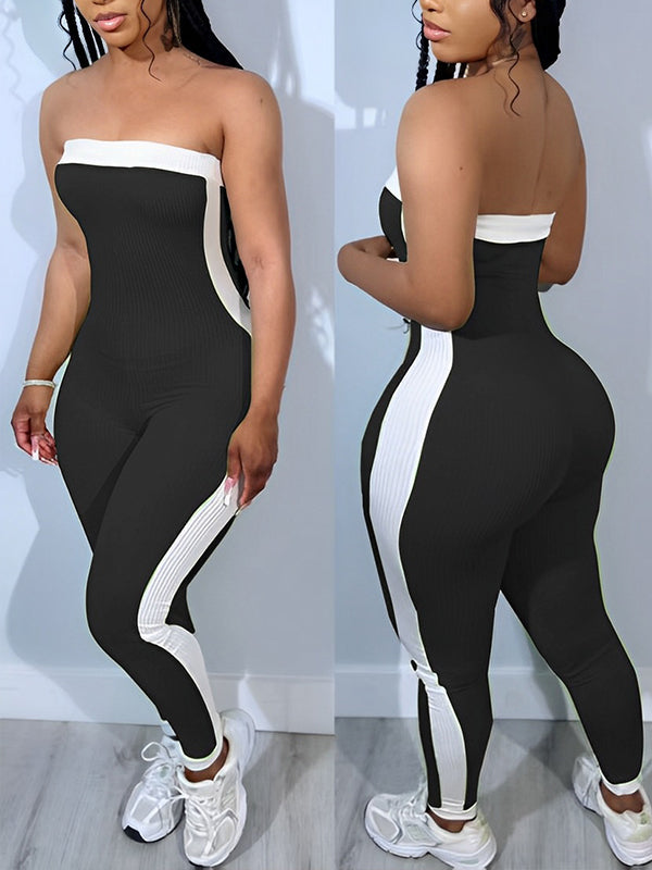 Indiebeautie – Zweifarbiger trägerloser Jumpsuit