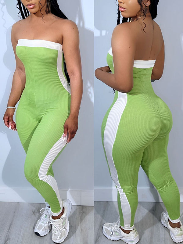 Indiebeautie – Zweifarbiger trägerloser Jumpsuit