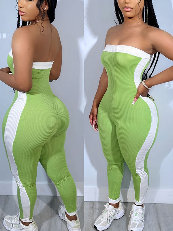 Indiebeautie – Zweifarbiger trägerloser Jumpsuit