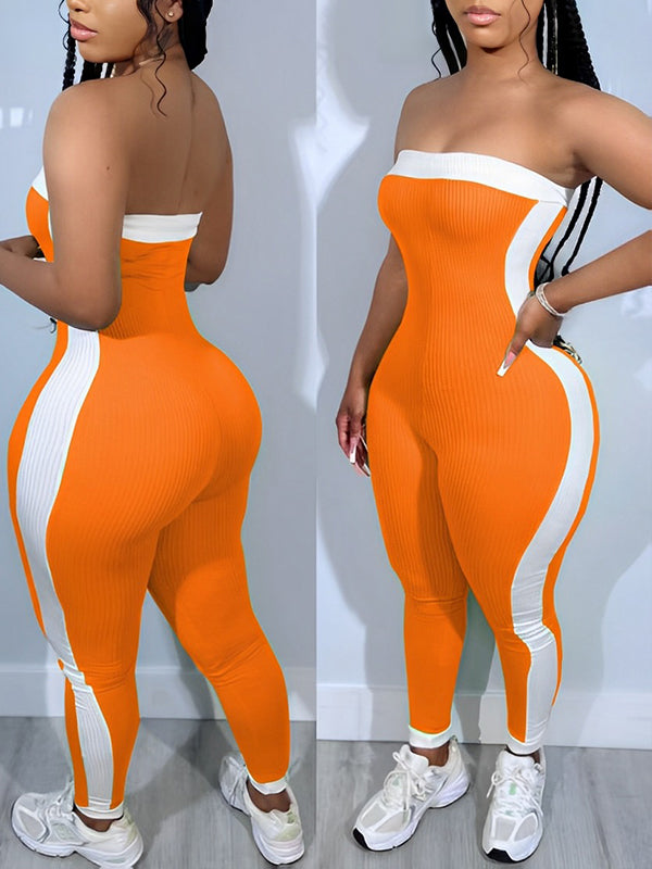 Indiebeautie – Zweifarbiger trägerloser Jumpsuit