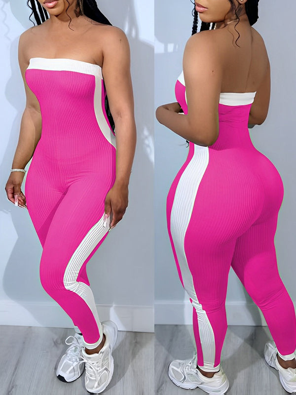 Indiebeautie – Zweifarbiger trägerloser Jumpsuit