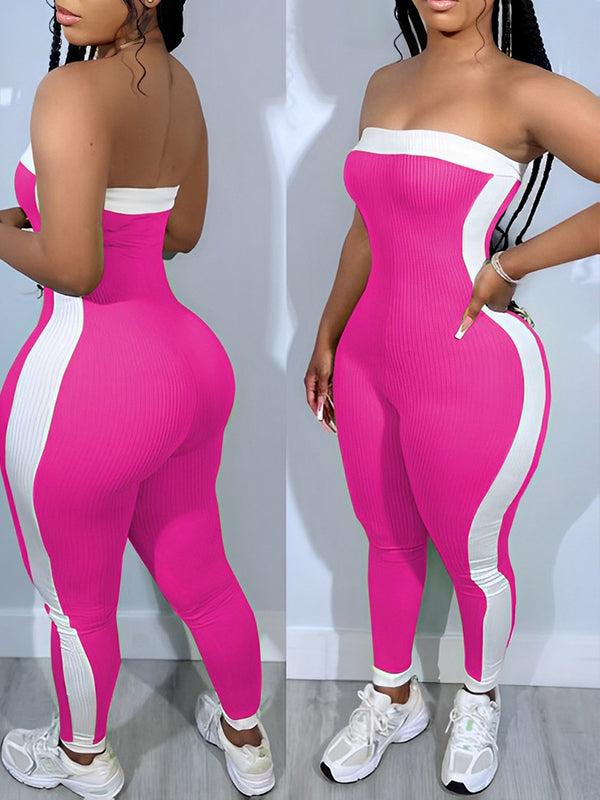 Indiebeautie – Zweifarbiger trägerloser Jumpsuit