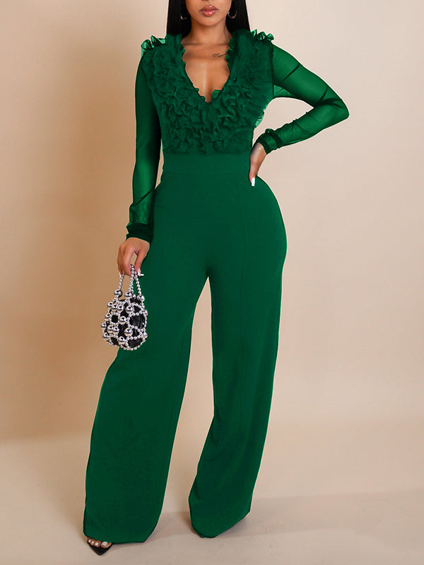 Transparenter Kombi-Jumpsuit mit V-Ausschnitt