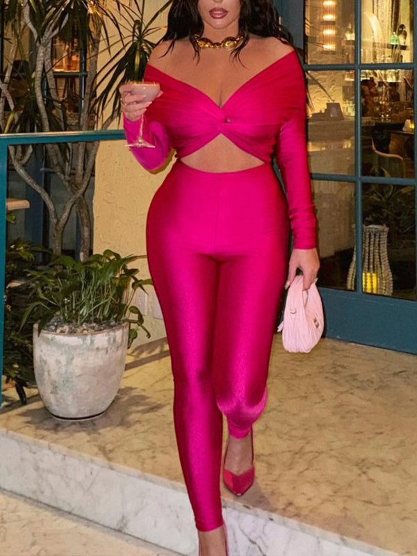 Einfarbiger Jumpsuit mit Cut-Outs