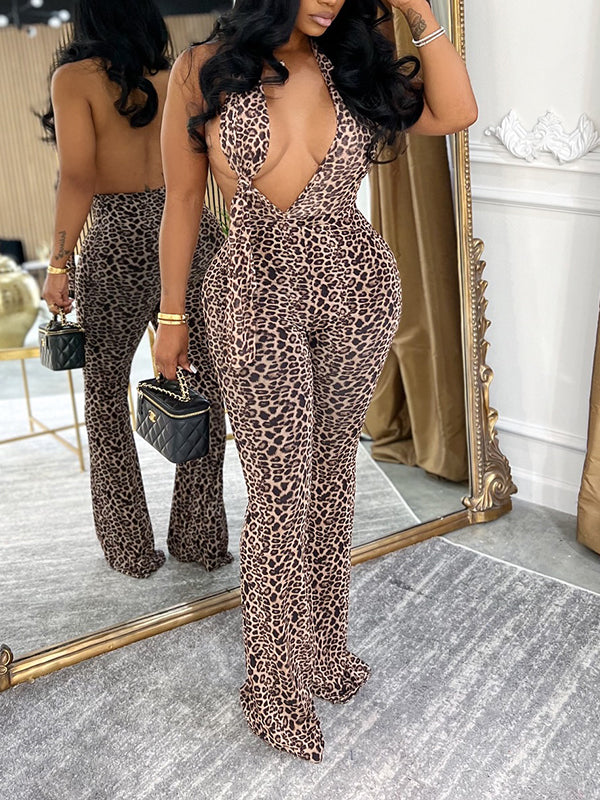 Indiebeauti – Neckholder-Jumpsuit mit Leopardenmuster