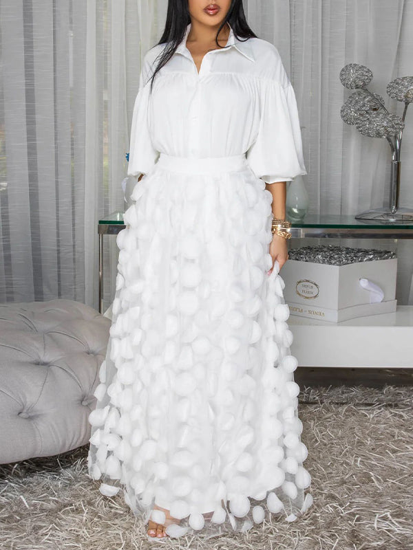 Ensemble chemise unie et jupe en tulle