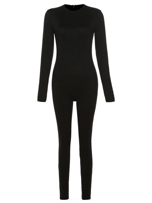 Combinaison skinny côtelée unie
