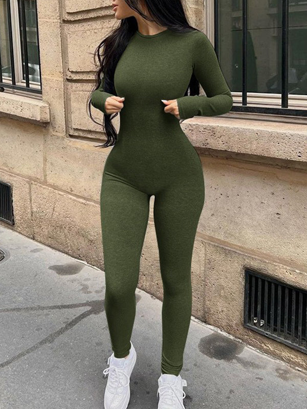 Combinaison skinny côtelée unie