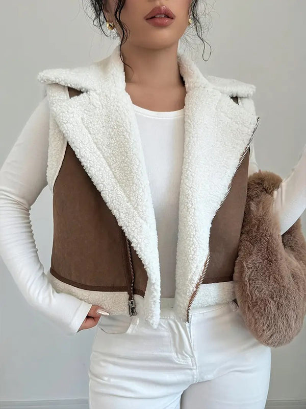 Zip-Front Shearling Vest