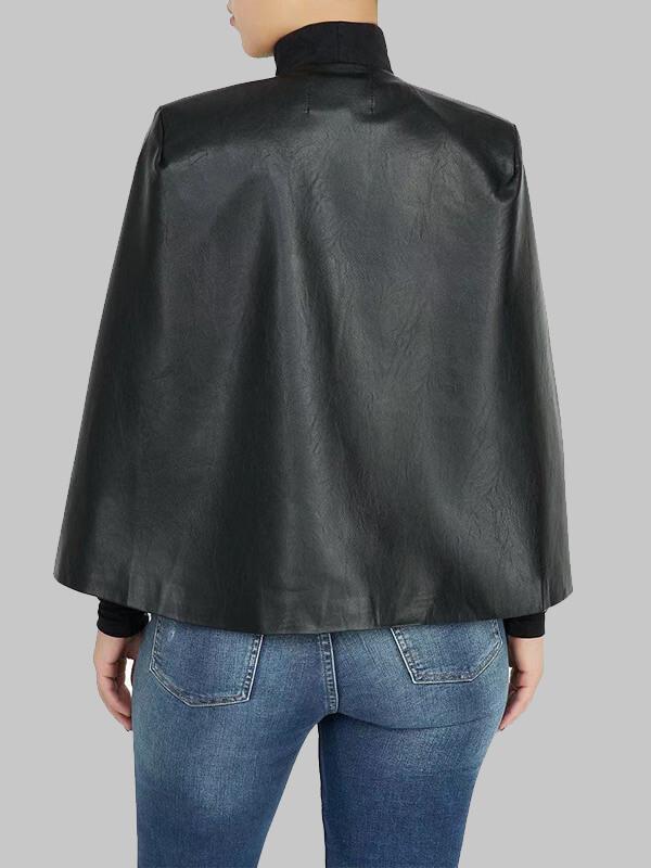 Blazer cape en similicuir