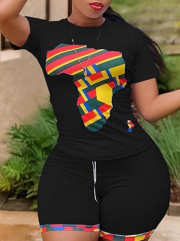 Ensemble t-shirt et short carte de l'Afrique - Liquidation