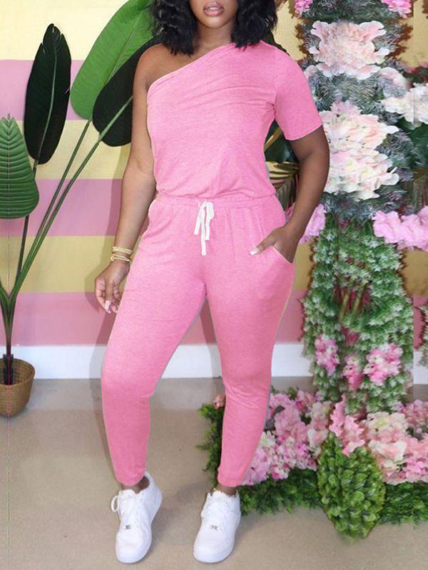 One-Shoulder-Jumpsuit mit Kordelzug – Ausverkauf