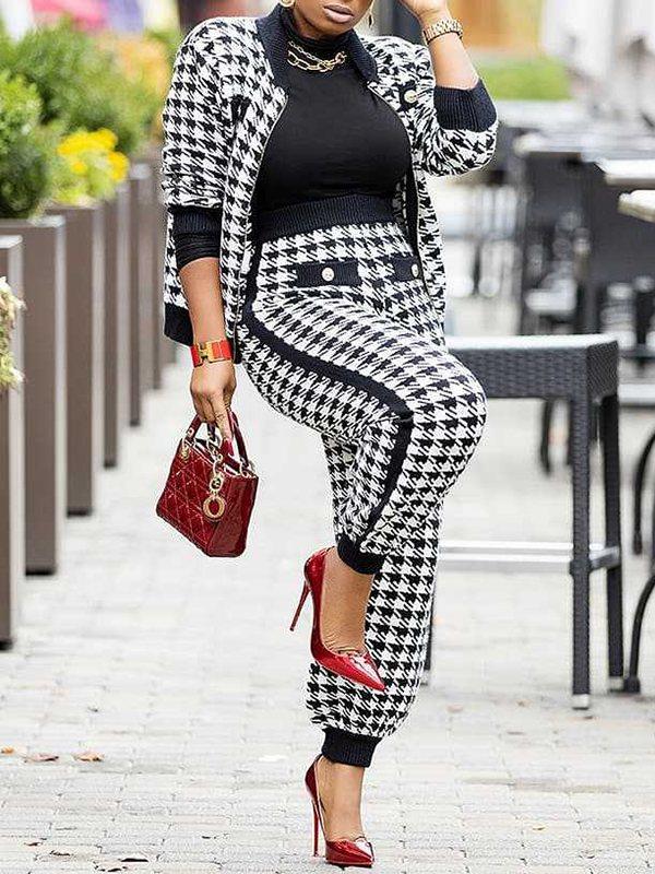 Ensemble veste et pantalon pied-de-poule Indiebeautie