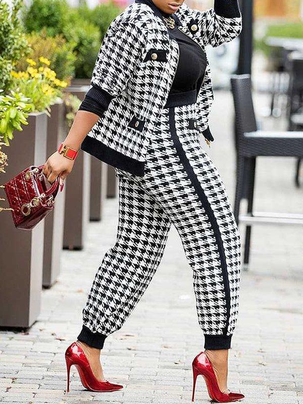 Ensemble veste et pantalon pied-de-poule Indiebeautie