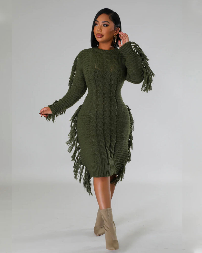 Lisa Sweater Midi Dress Army Green