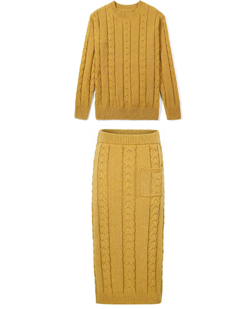 Never Too Extra Skirt Set Mustard