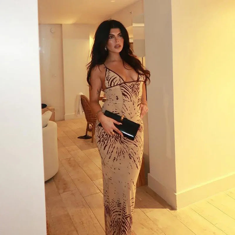 Sleek Tiger Maxi Dress