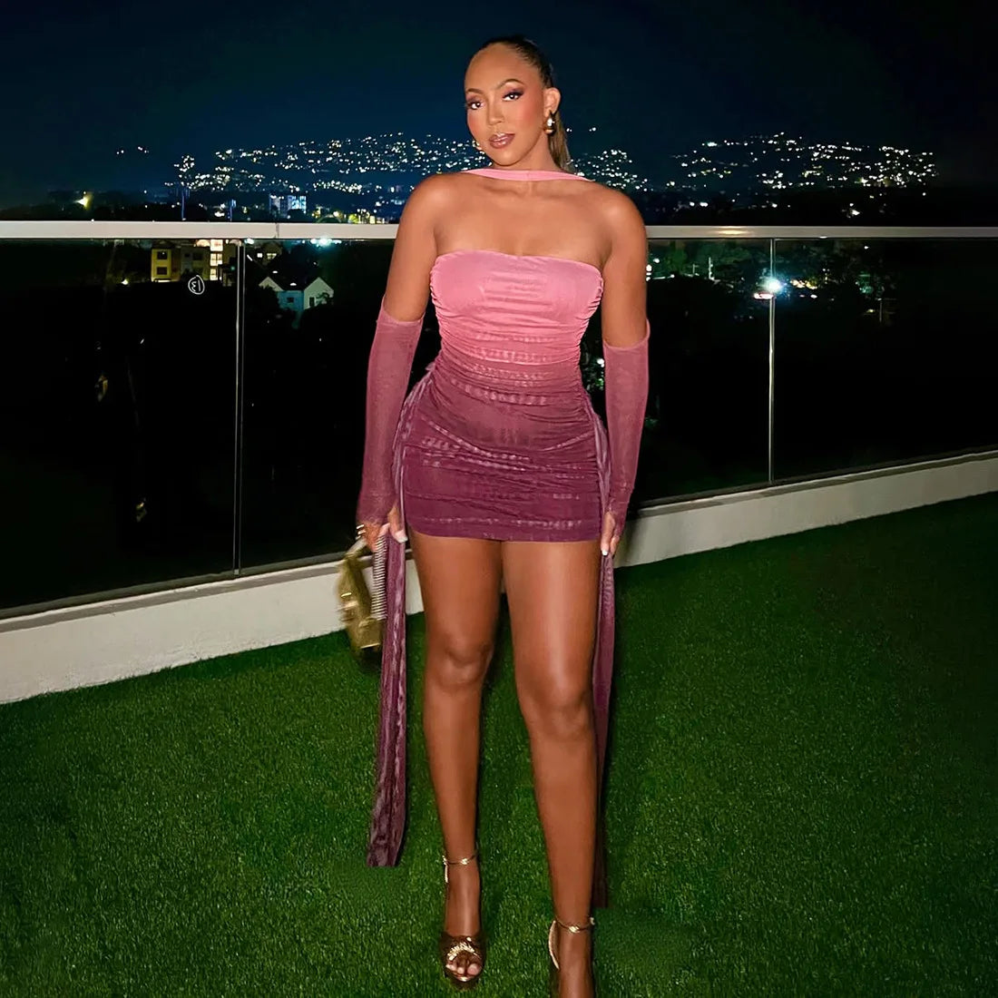 Mesh Drama Sleeve Dress