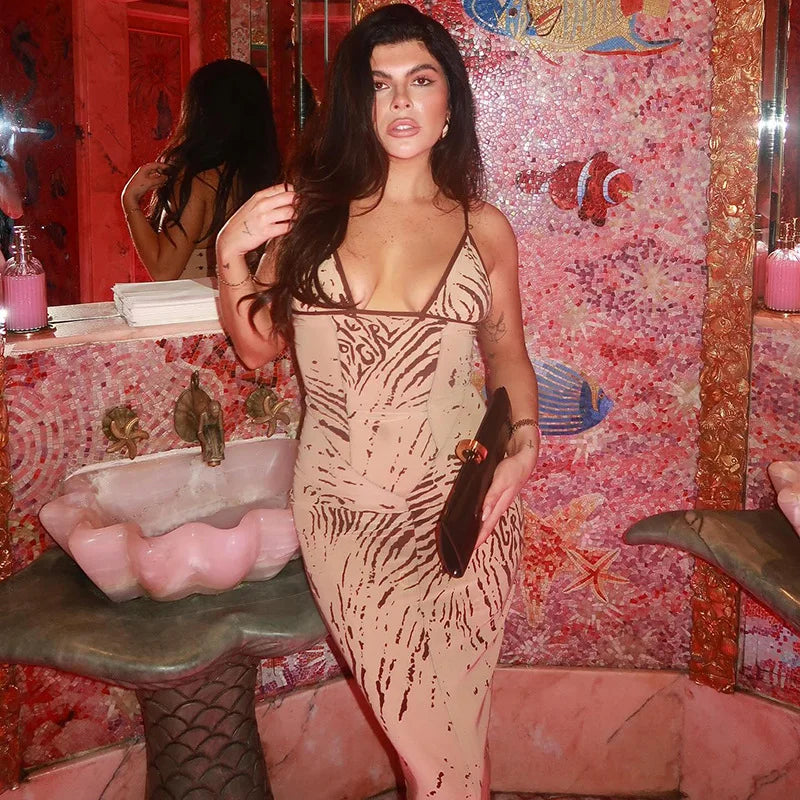 Sleek Tiger Maxi Dress