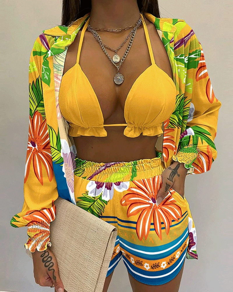 South Beach Gal Swim Set Print-A