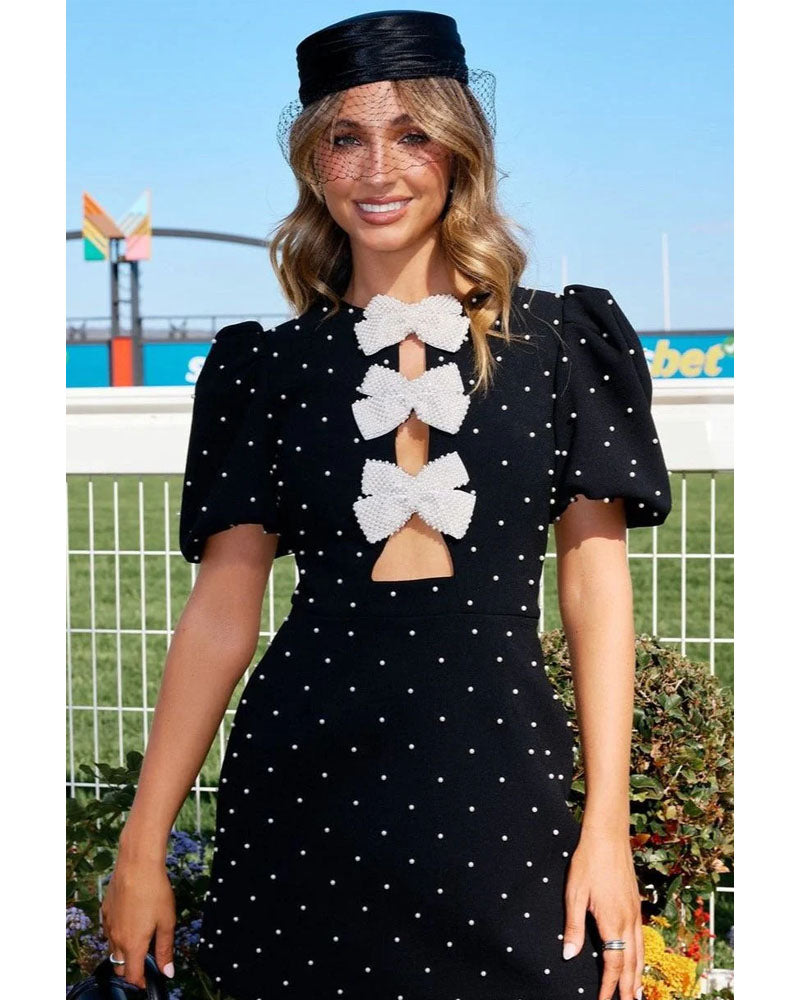 Veronica Cady Mini Dress Black Polka Dot