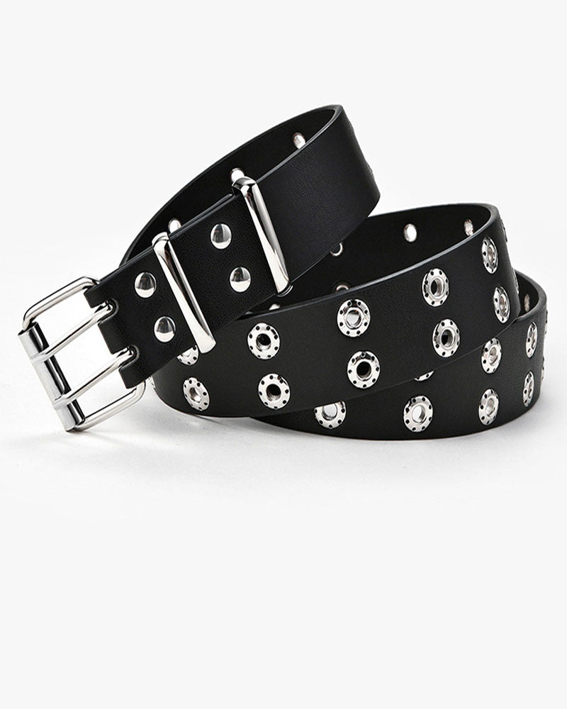 stud embellishment leather belt Black