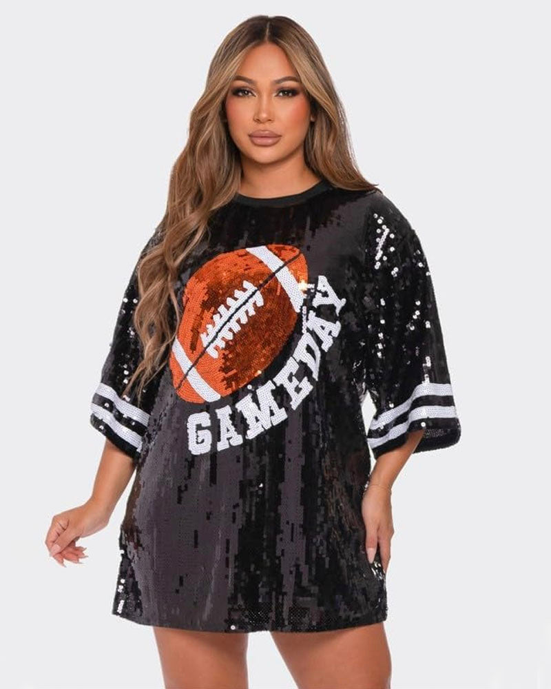 GAME DAY Sequins Tunic Dress Black ONESIZE