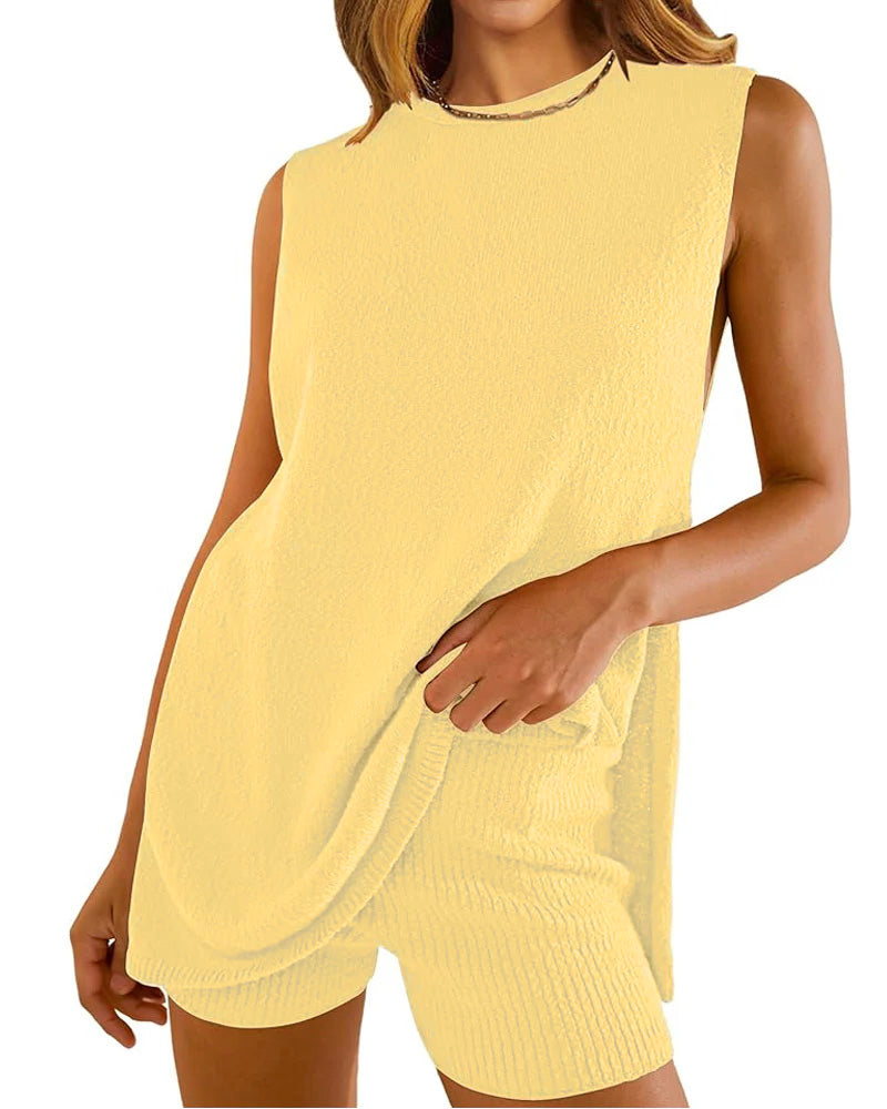 Knitted Honey Short Set Yellow