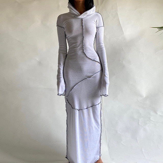 Patchwork Hooded Autumn Dress