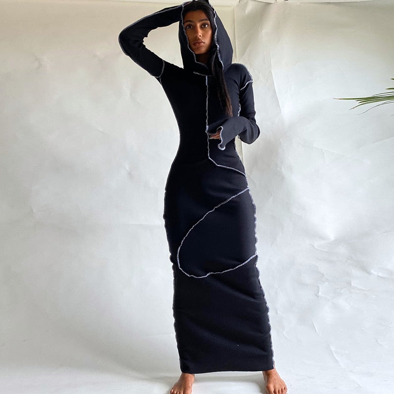Patchwork Hooded Autumn Dress