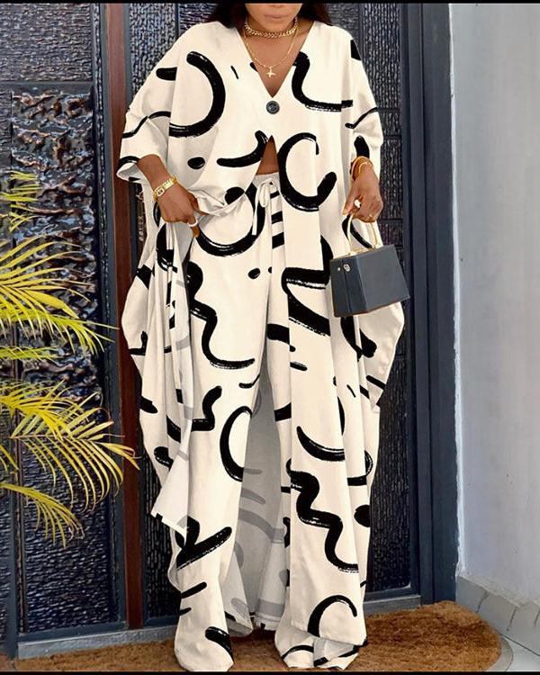 Random Printed Pant Set WHITE