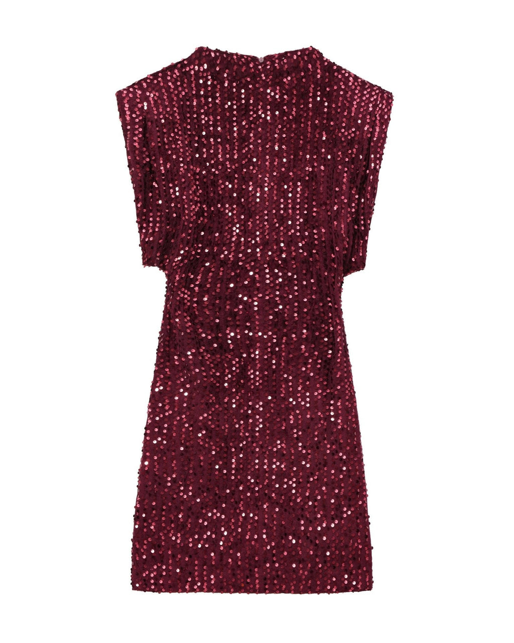 Sequined shoulder-pad dress Wine