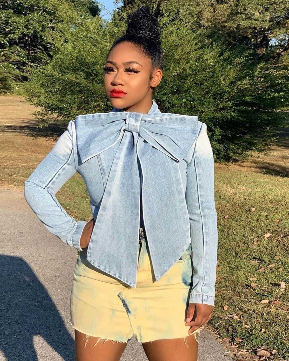 Demi Denim Bow Top DENIM