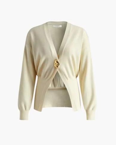 V-neck Sweater Cardigan Cream