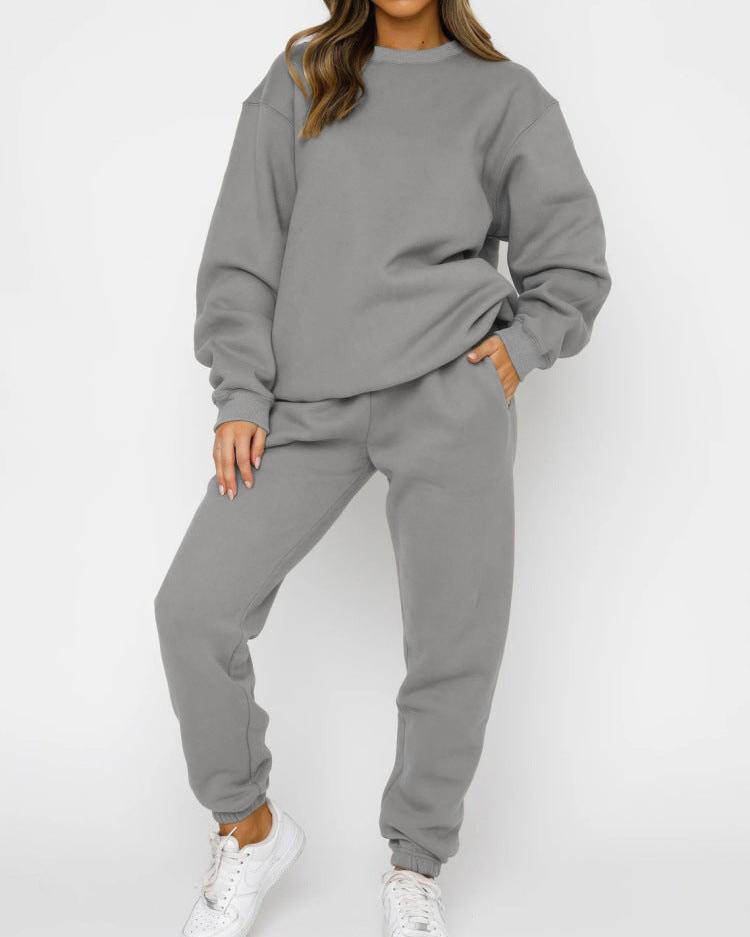 Oversize Crew Neck Tracksuit Set Grey