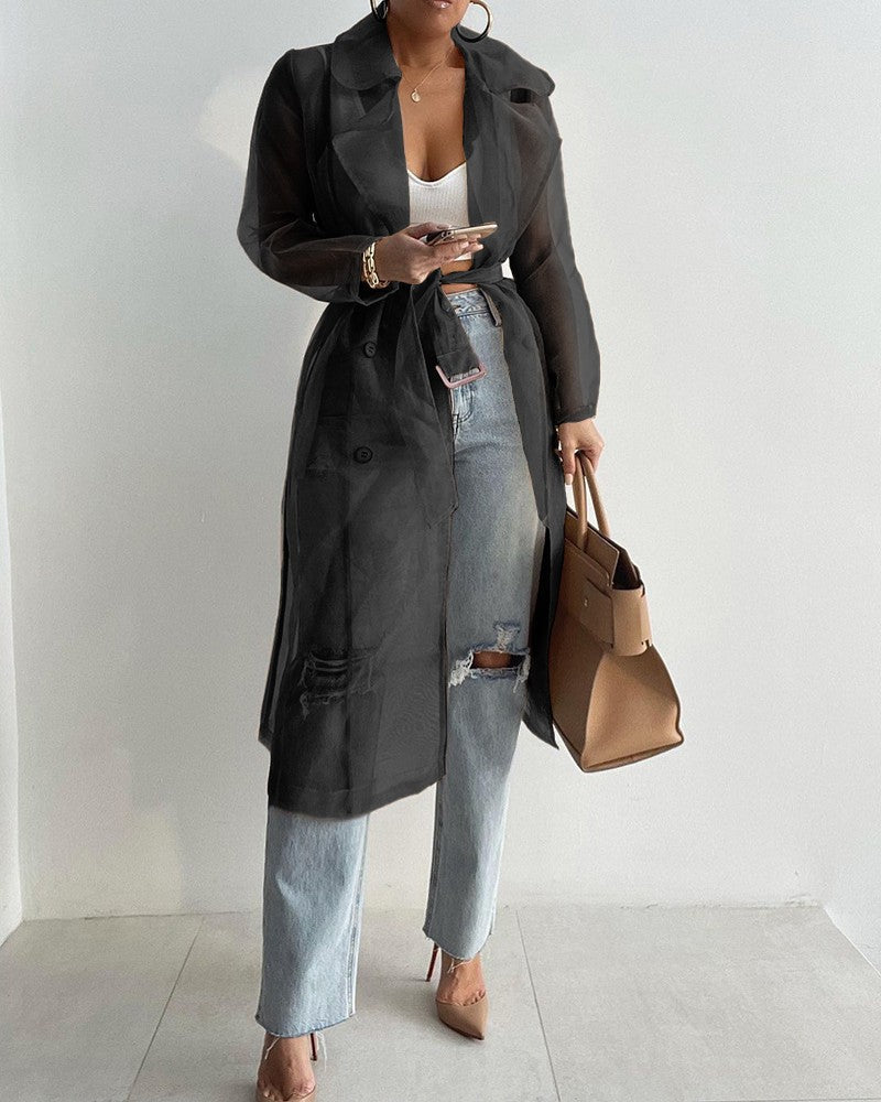Sheer Trench Coat BLACK