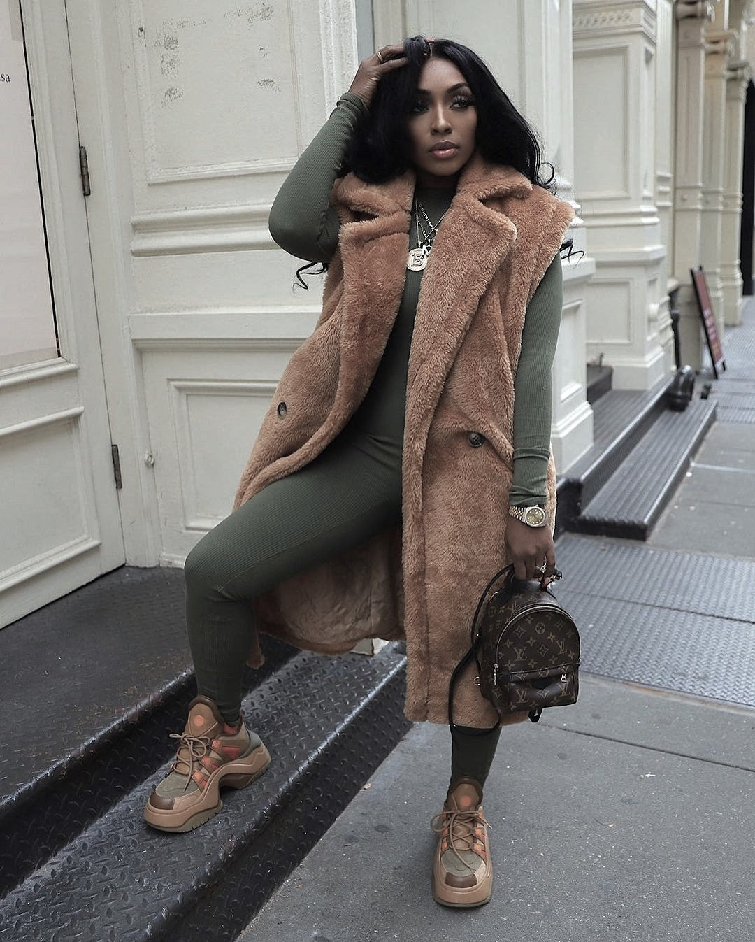 No Bear Hugs Vest Camel