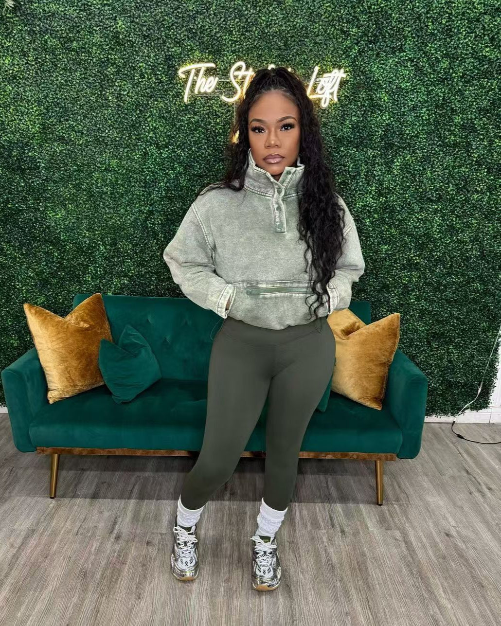 In the mix acid wash set Olive