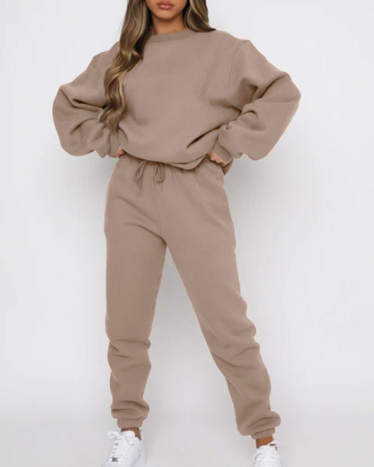 Oversize Crew Neck Tracksuit Set Khaki