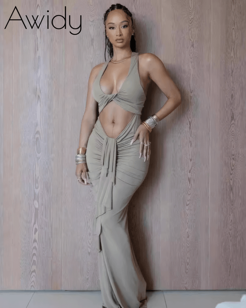 Desert Dusk Halter Wrap Maxi Dress