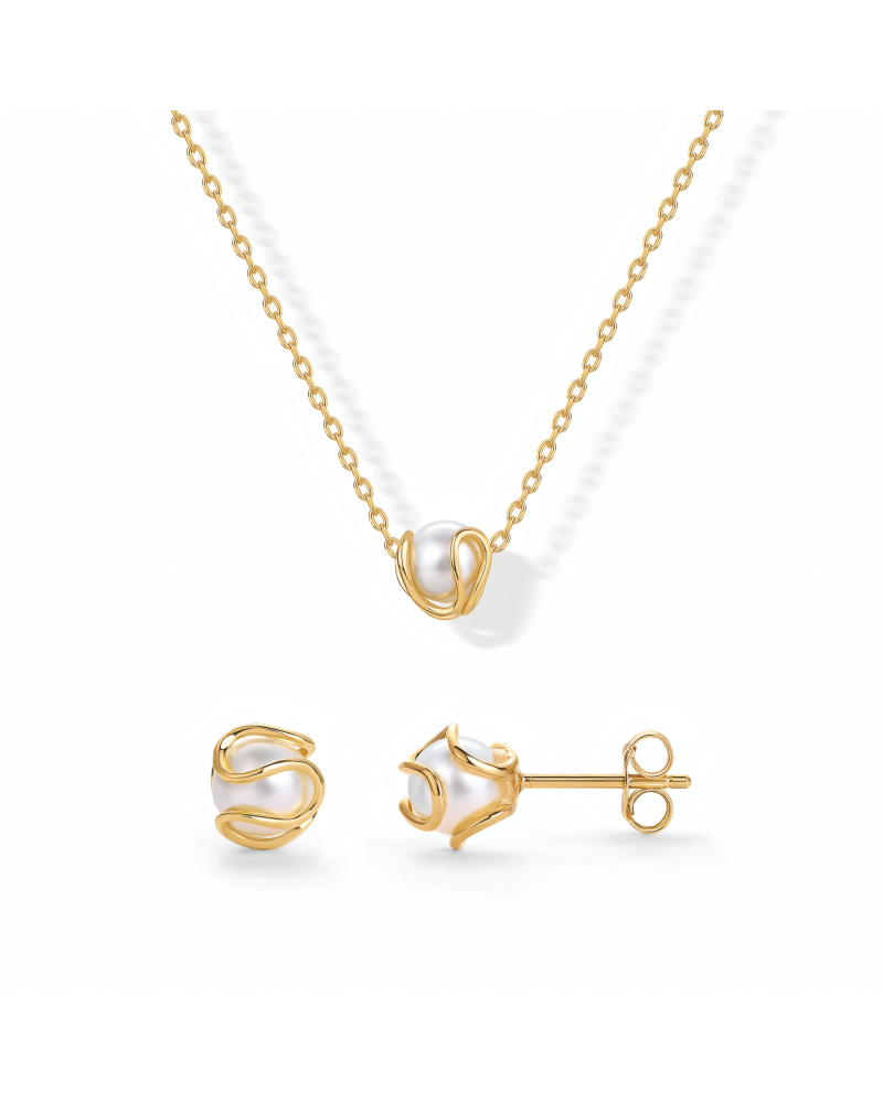 Gold Pearl Necklace Set
