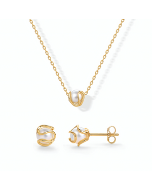 Gold Pearl Necklace Set
