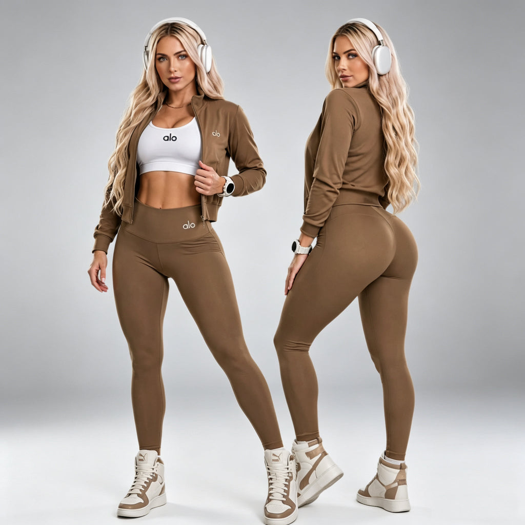 Embroidered Three-Piece Yoga Outfit for Activewear