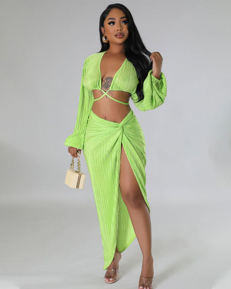 Sweet Fatale Skirt Set Green