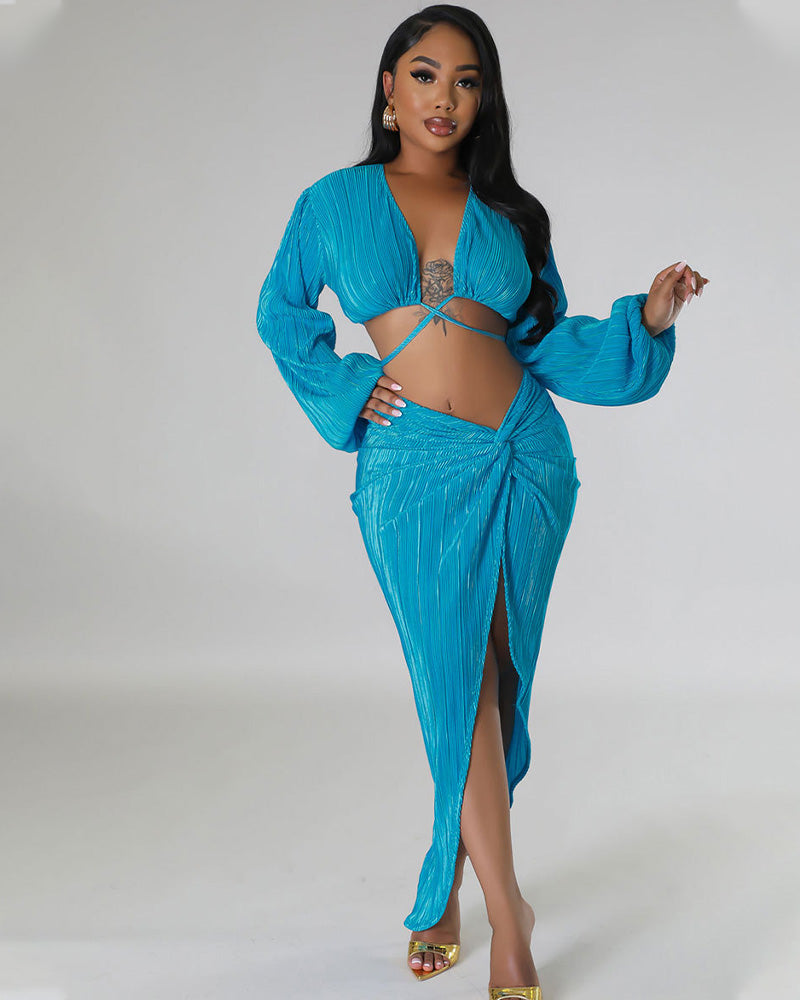 Sweet Fatale Skirt Set Blue